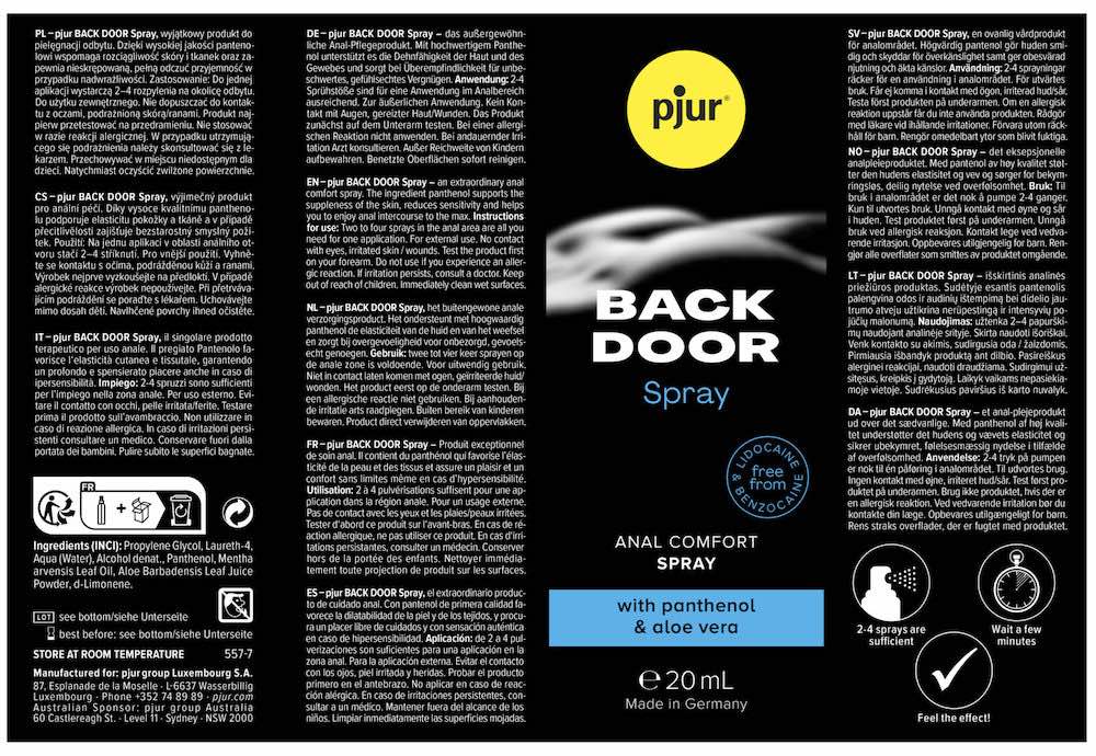 Pjur - Back Door 後庭舒緩&放鬆噴霧 - 20ml