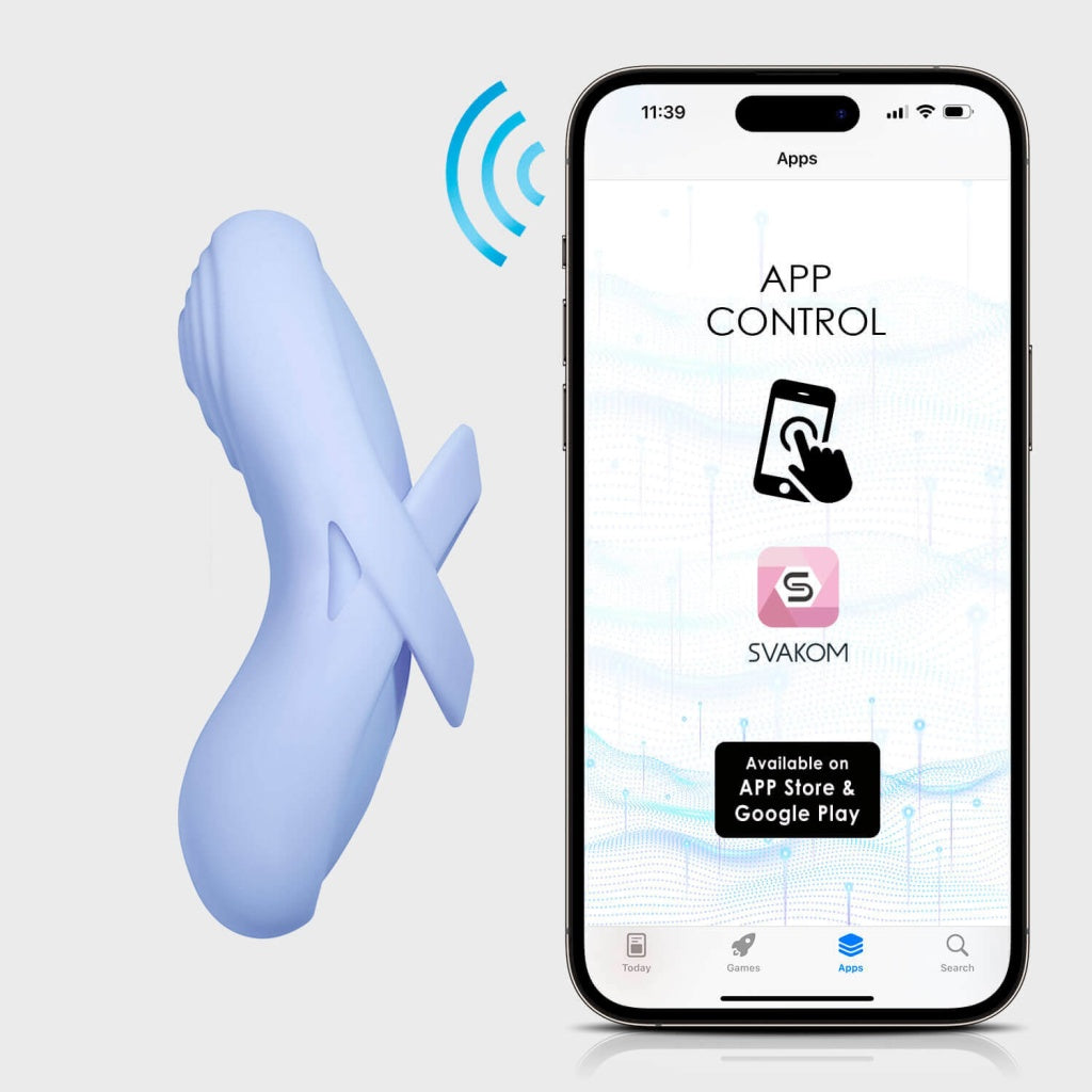 SVAKOM - Echo 2 APP控制柔軟指尖震動器 - 天藍色