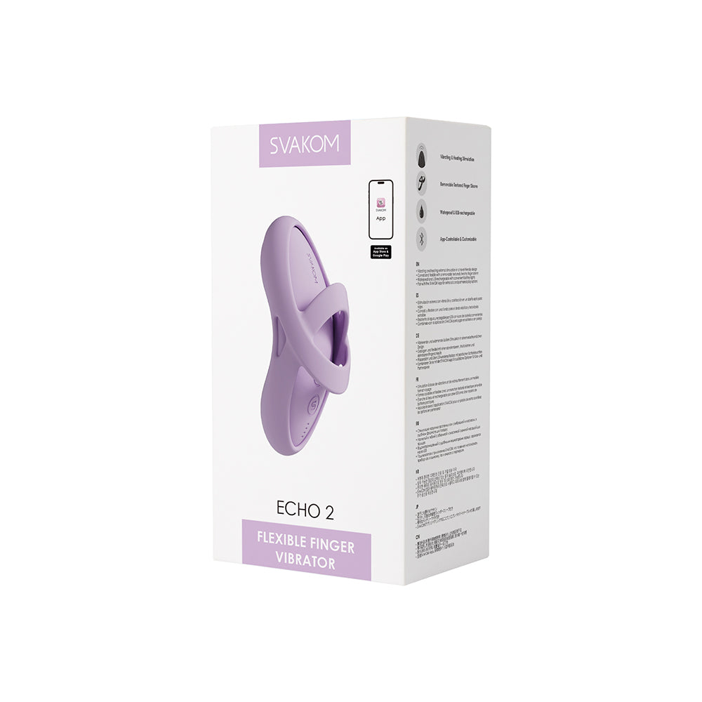 SVAKOM - Echo 2 APP控制柔軟指尖震動器 - 粉紫色