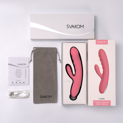 SVAKOM - Avery 抽插式兔仔按摩棒 - 草莓粉