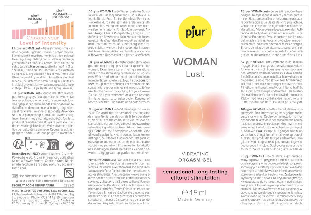 Pjur - Lust 女士慾望振動高潮凝膠 - 15ml
