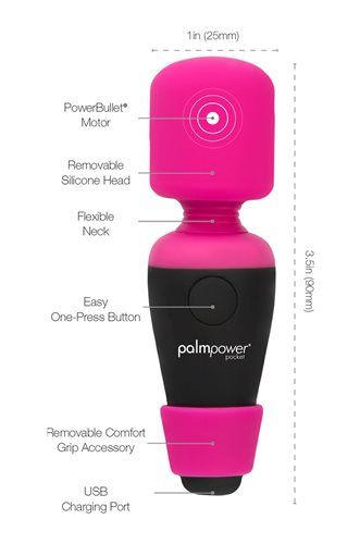 Palmpower - 迷你按摩器 - 黑色/粉紅色