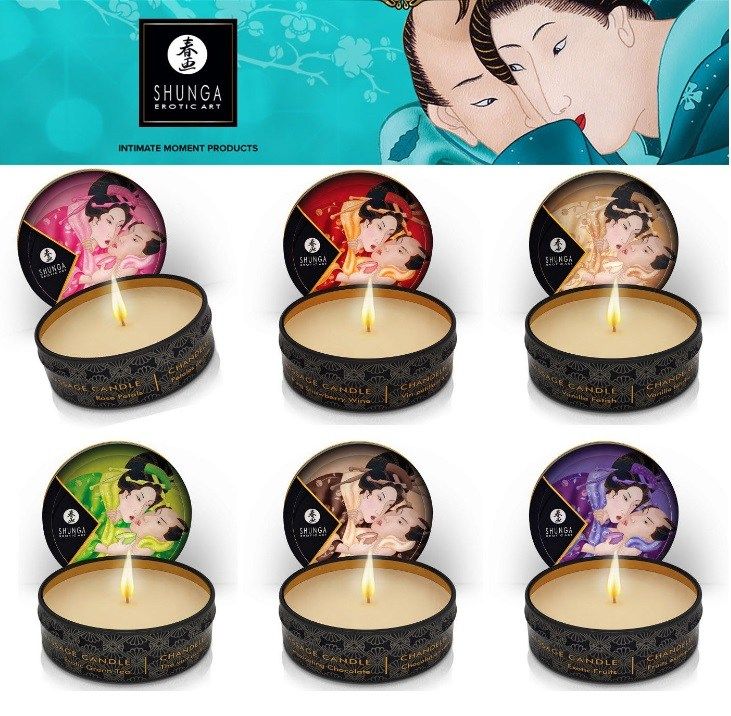 shunga - 催情玫瑰按摩蠟燭 - 30ml