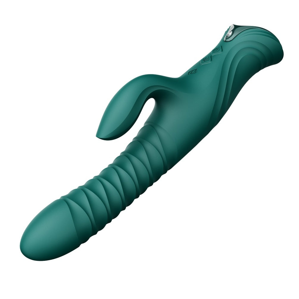 Zalo - Mose 2 加熱伸縮抽插兔仔震動按摩棒 - 綠松石綠色