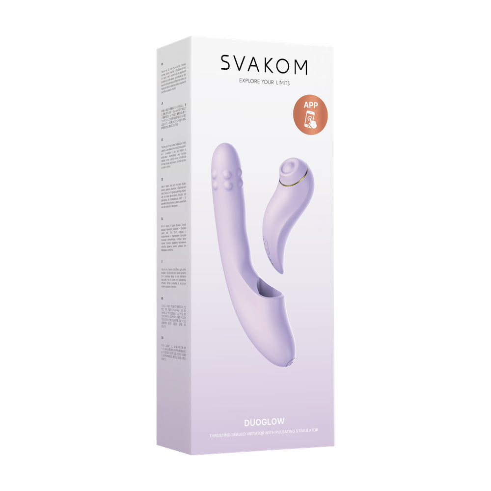 SVAKOM DuoGlow 抽插連旋轉滾珠按摩棒 配可分拆式陰蒂拍打按摩器 - 丁香紫色